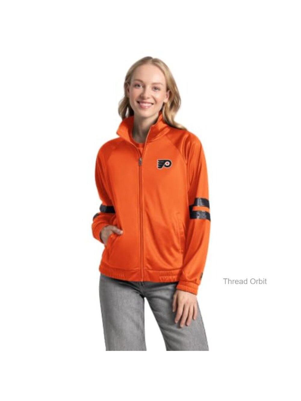 NHL Philadelphia Flyers Sequin Track Jacket Full Zip Women's Fanwear